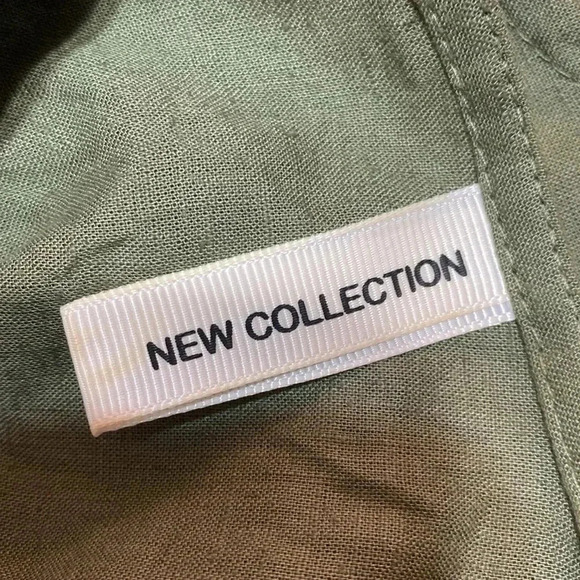 New Collection green & tan linen dress size MEDIUM - Picture 13 of 15